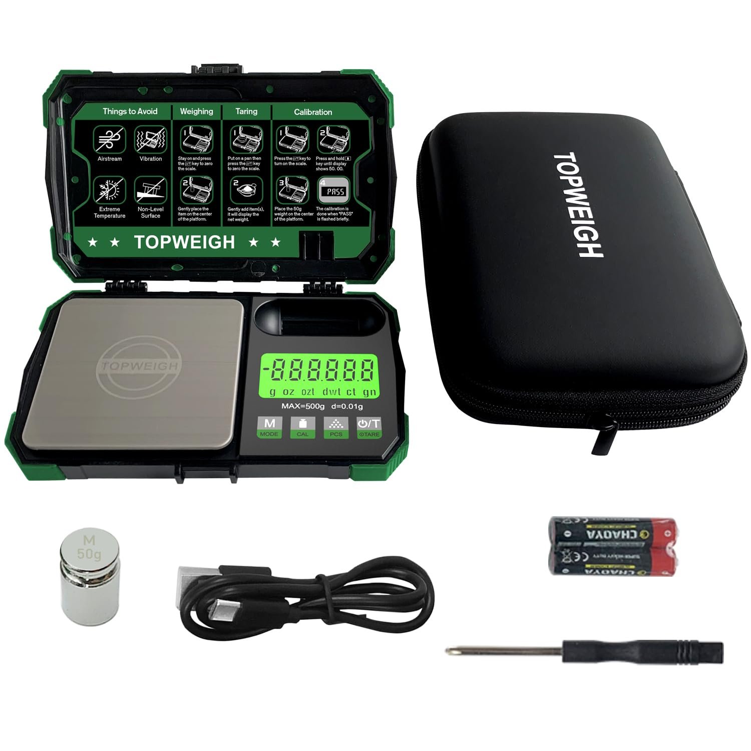 Pocket Scale, Dual Powered, Precision Gram Jewelry Scale with Zipper