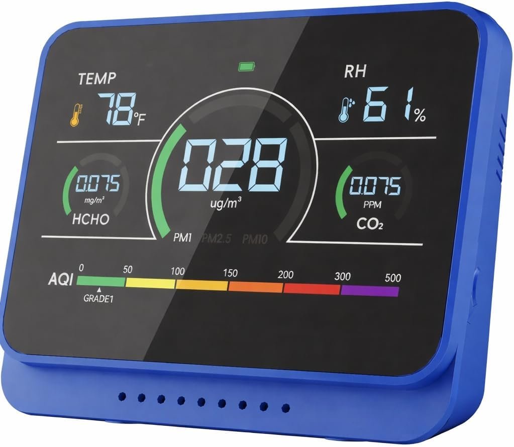 Professional 13-in-1 Indoor Air Quality Monitor 6AQI with Alert and