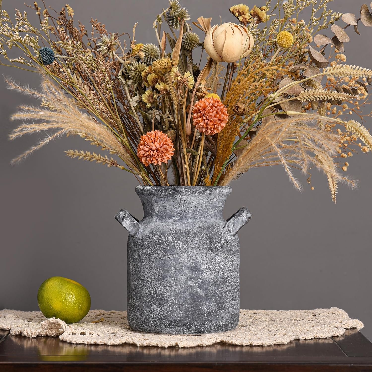 Quoowiit Ceramic Rustic Farmhouse Vase, Distressed Decorative Flower Vases for