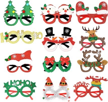Semato Funny Christmas Glasses Christmas Decorations Accessories Holiday Party Glasses for Photo Props Favors