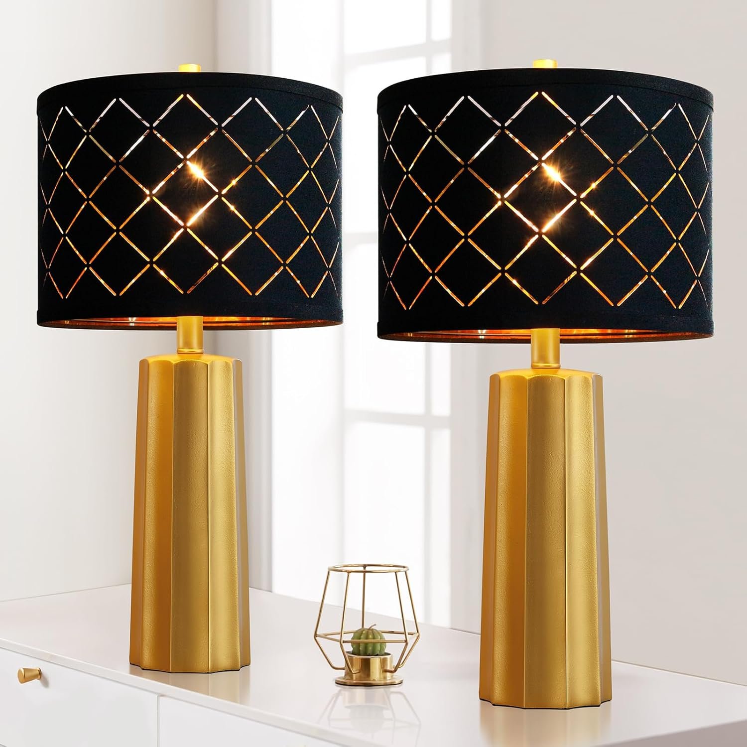 Set of 2 Modern Table Lamps for Living Room Bedroom,