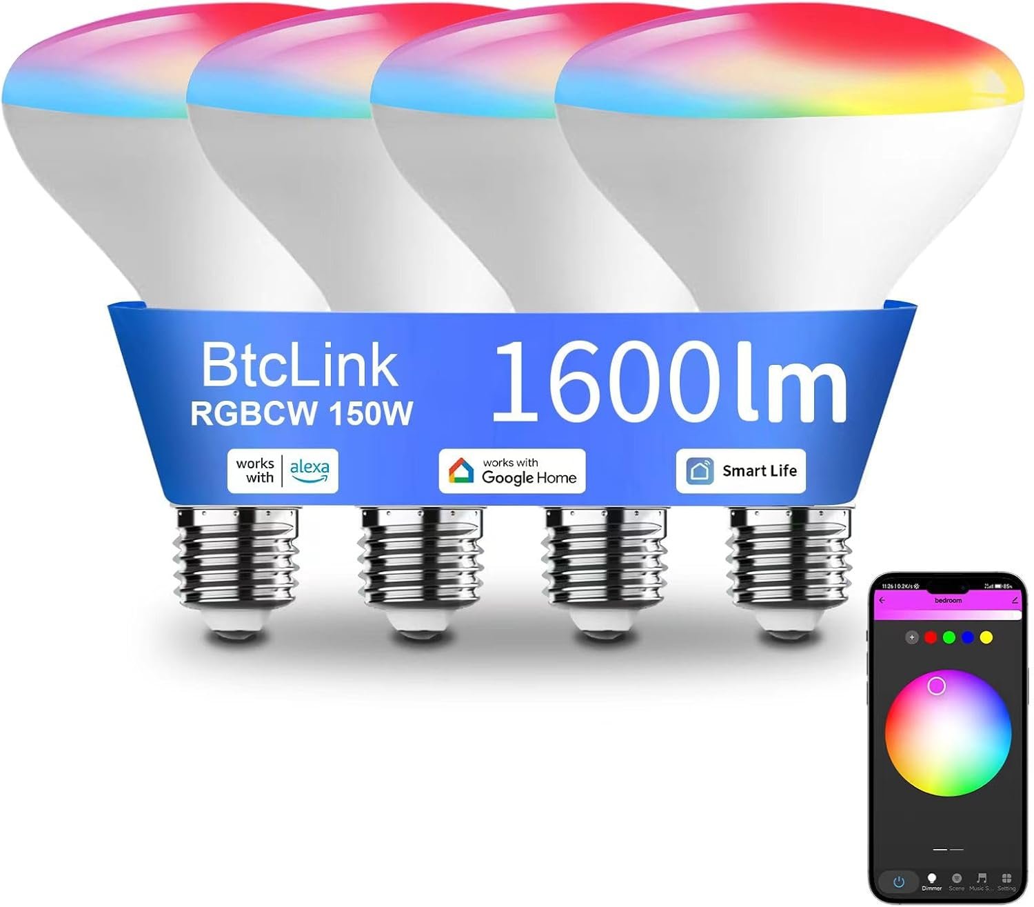 Smart Light Bulbs, 16W 150W Equivalent 1600 Lumens 2700K-6500K Tunable