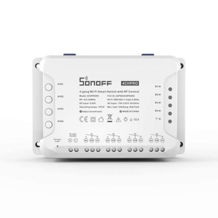 Sonoff 4CH Pro R3 Wi-Fi Smart Switch 4-Gang Din Rail Mounting Home Automation,Self-Locking/Interlock Control Home Appliances, RF/APP/Voice/LAN Control, Compatible with Alexa