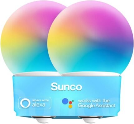 Sunco Smart Globe Bulbs G25 LED, Alexa Compatible LED Decorative Round Vanity Bulbs, 5W, Color Changing RGBCW, Dimmable WiFi Vanity Smart Bulbs for Amazon Alexa, Google Assistant, 2 Pack.