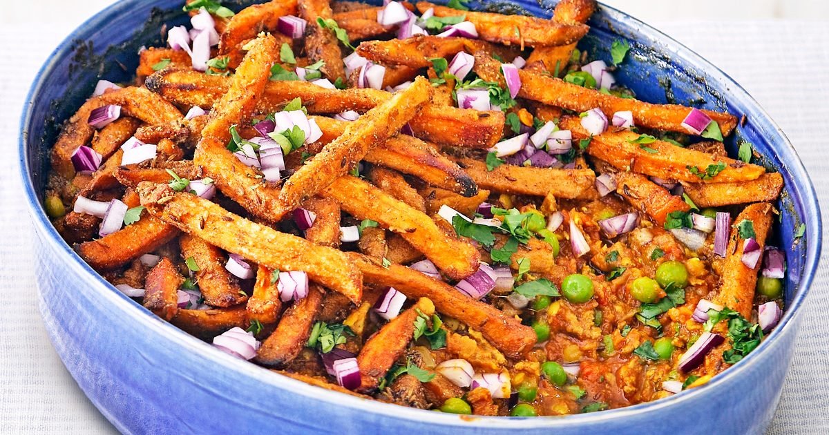 Sweet potato keema cottage pie