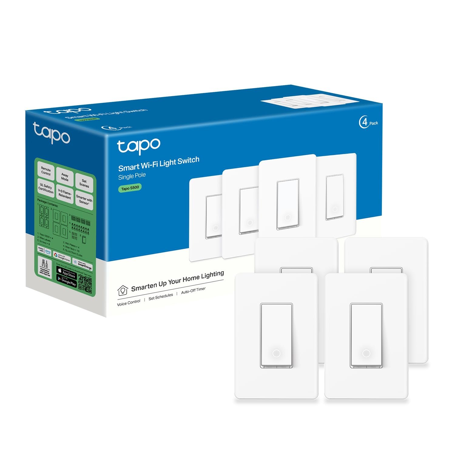 TP-Link Tapo Smart Light Switch, Single Pole, Neutral Wire Required,