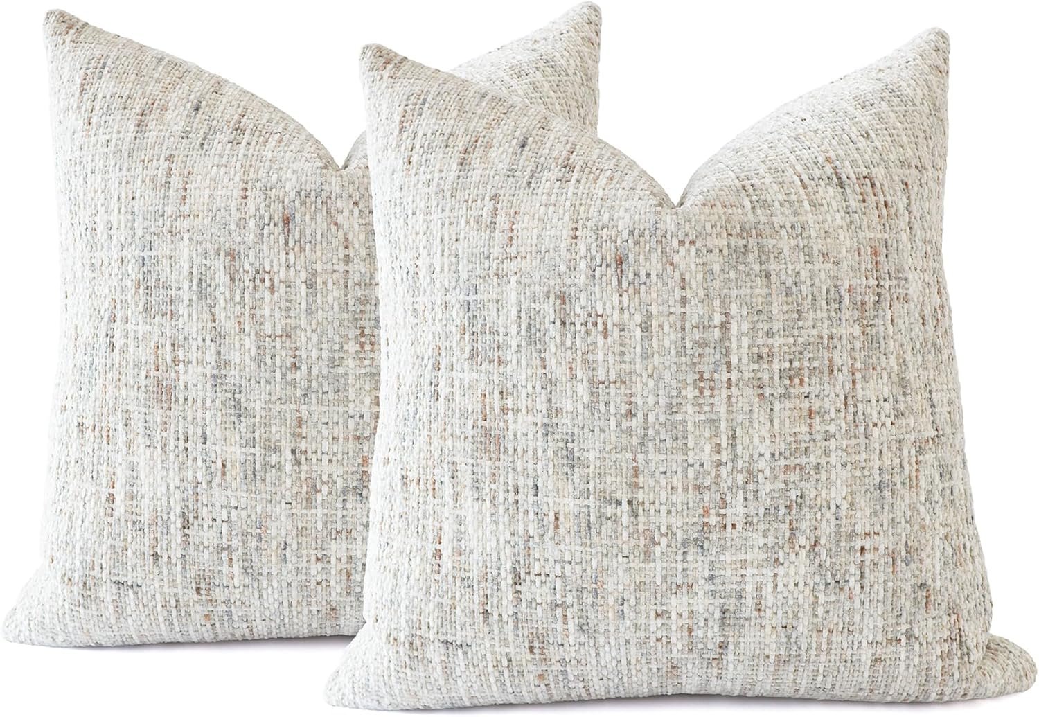Textured Neutral Throw Pillow Covers 18x18 Inch Set of 2