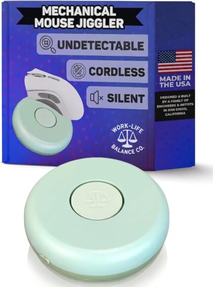Ultra Compact Mouse Jiggler - No USB, Undetectable Cordless Wireless Device, No Software | Mechanical Mouse Mover Keeps PC Laptop Computer Awake, Silent Automatic Wiggler for Remote Work