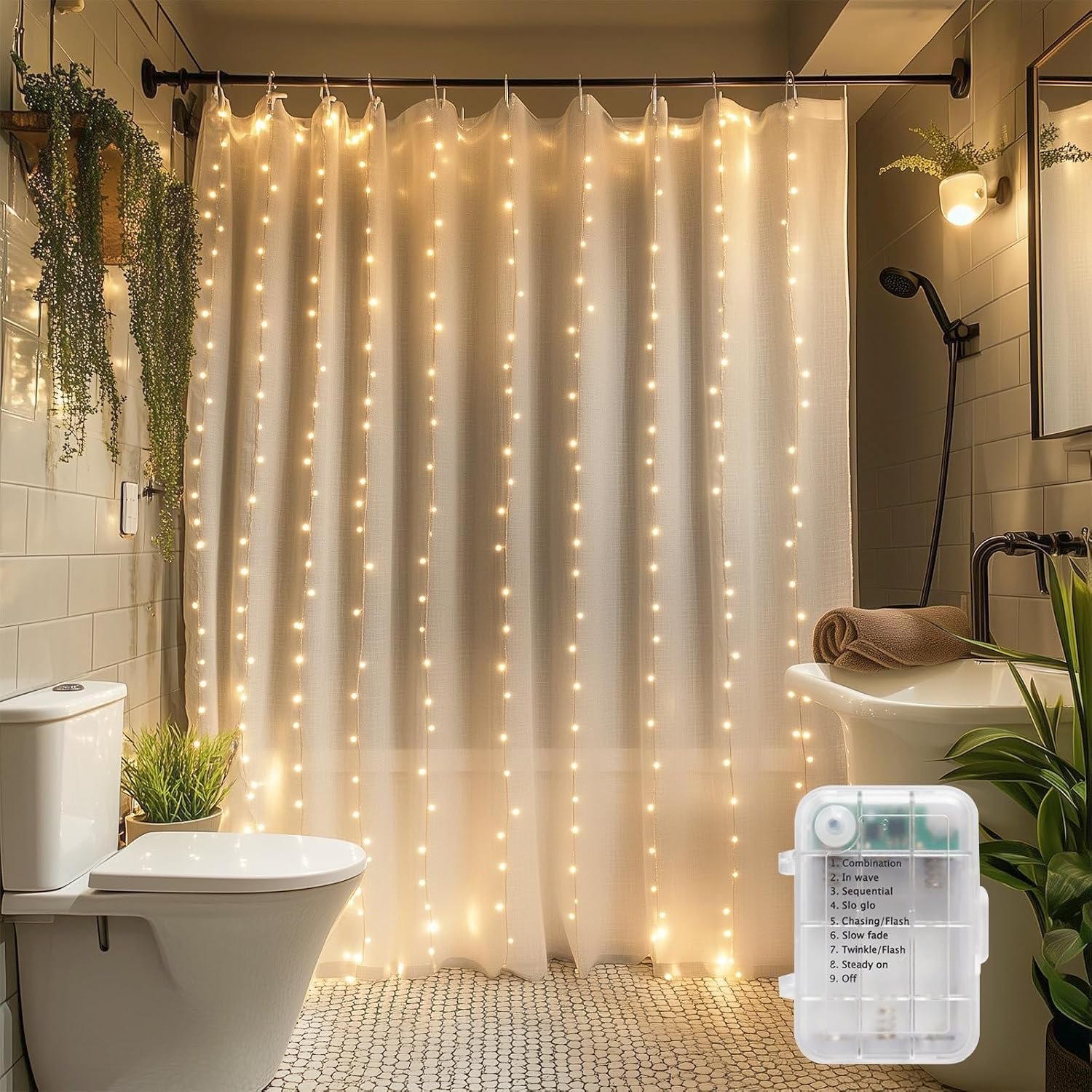 Waterproof LED Shower Curtain Lights - 72 Inch Fairy Lights