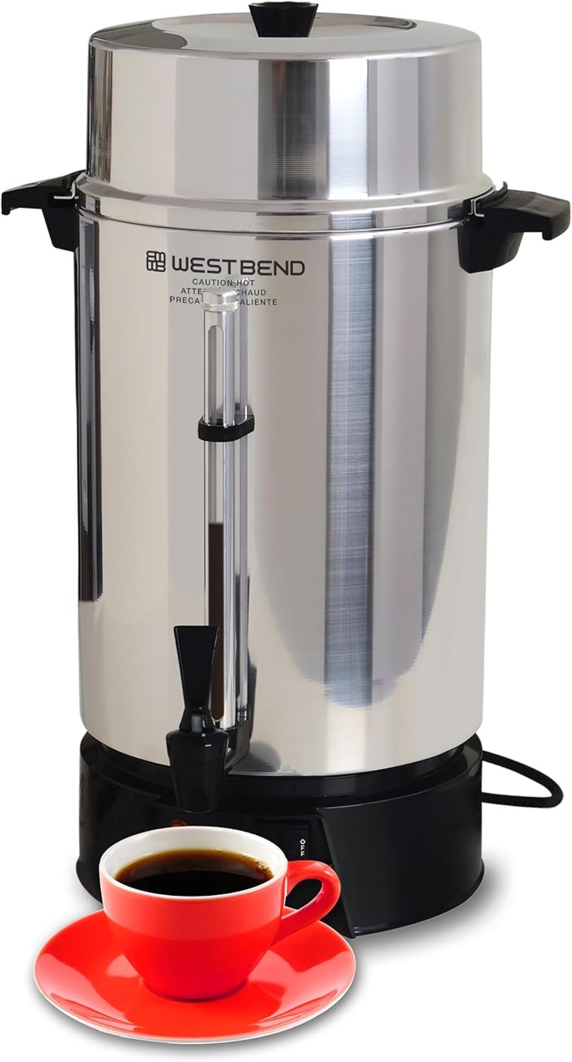 West Bend 33600 Coffee Urn Commercial Highly-Polished Aluminum NSF Approved