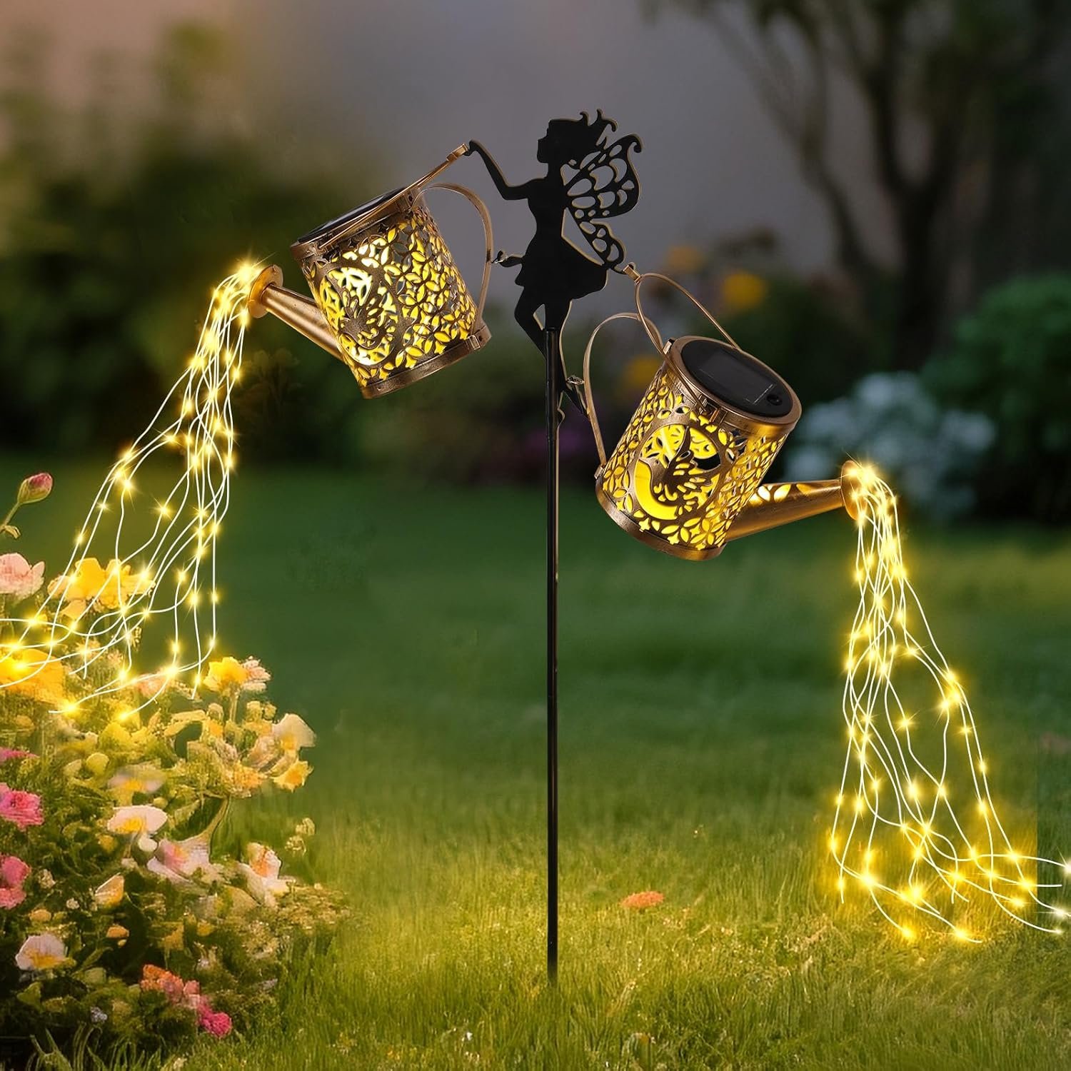 ZKLiLi Solar Fairy Hummingbird Watering Can Lights Outdoor, IP65 Waterproof