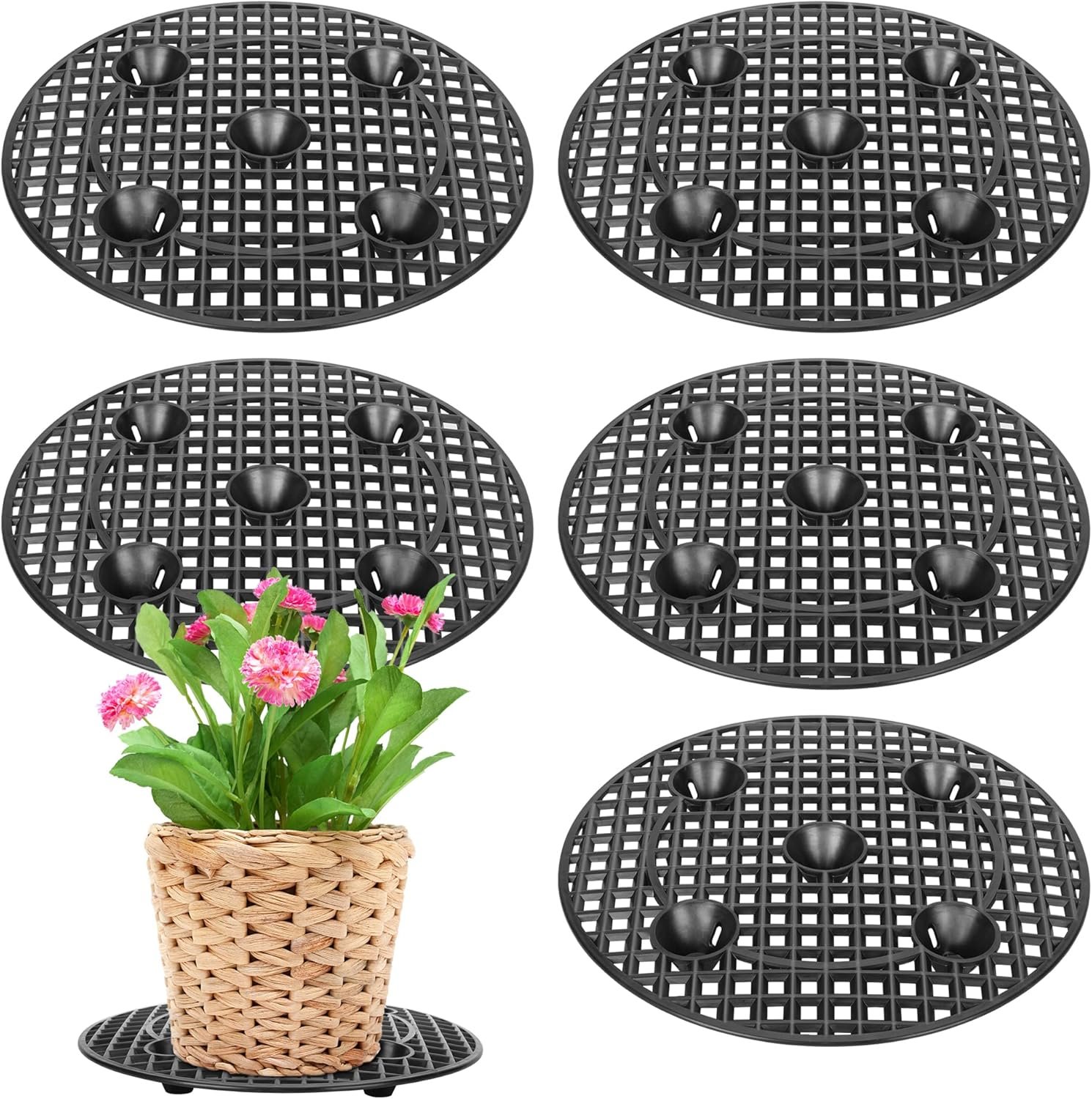 moonoom 6 Pcs Big Potted Plant Stands - 12 Inch