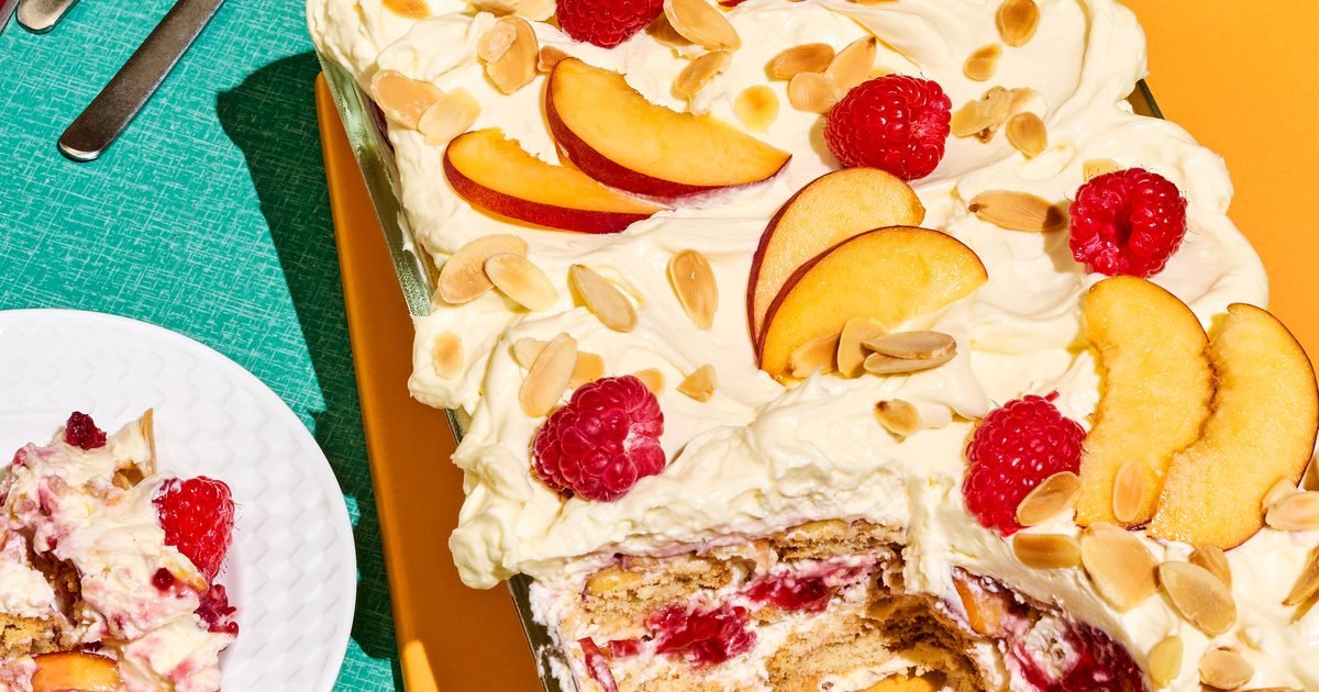 Peach melba icebox cake