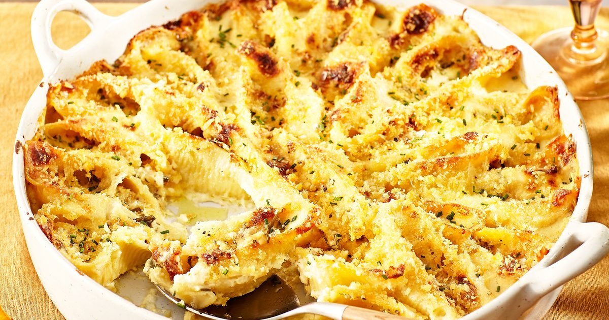 Shallot, bacon & parmesan stuffed shells recipe