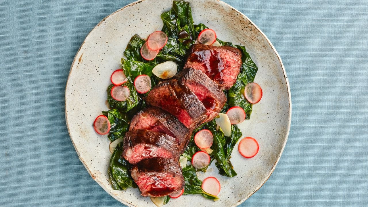 Steak With Dashi Greens for One Recipe