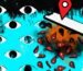 eyes on a blue background with a phone featured prominently with location markers falling out of it, suggestive of a leak