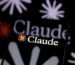 The Claude logo is displayed on a smartphone screen placed on a reflective surface onto which a multitude of Claude logos are projected.