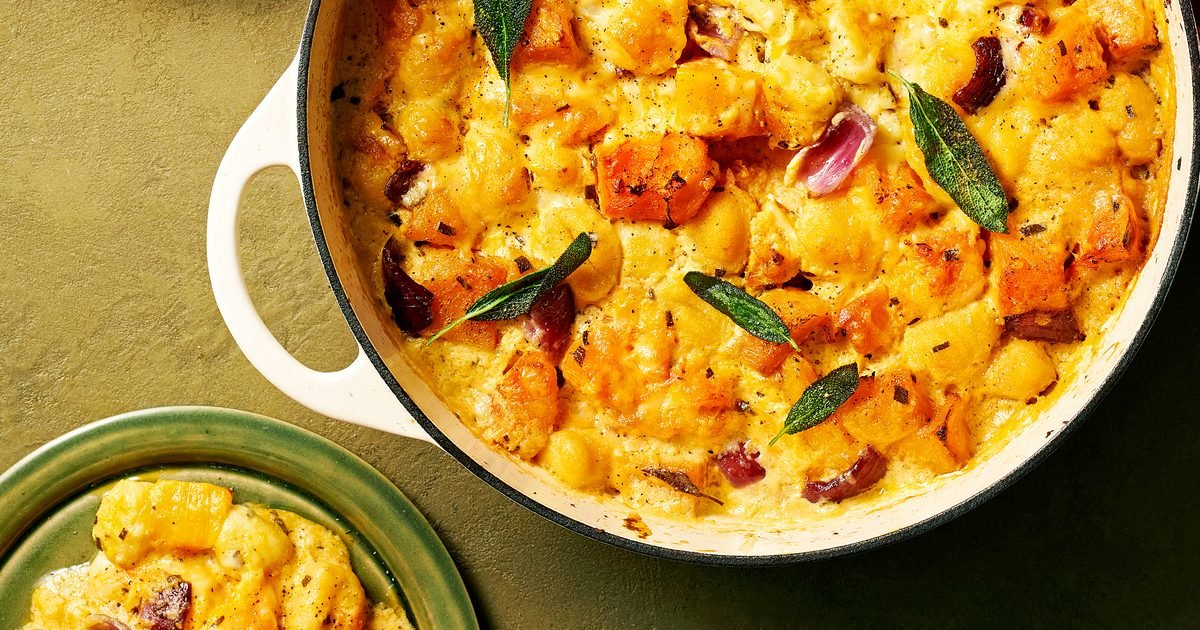 Butternut squash, red onion & sage gnocchi bake recipe