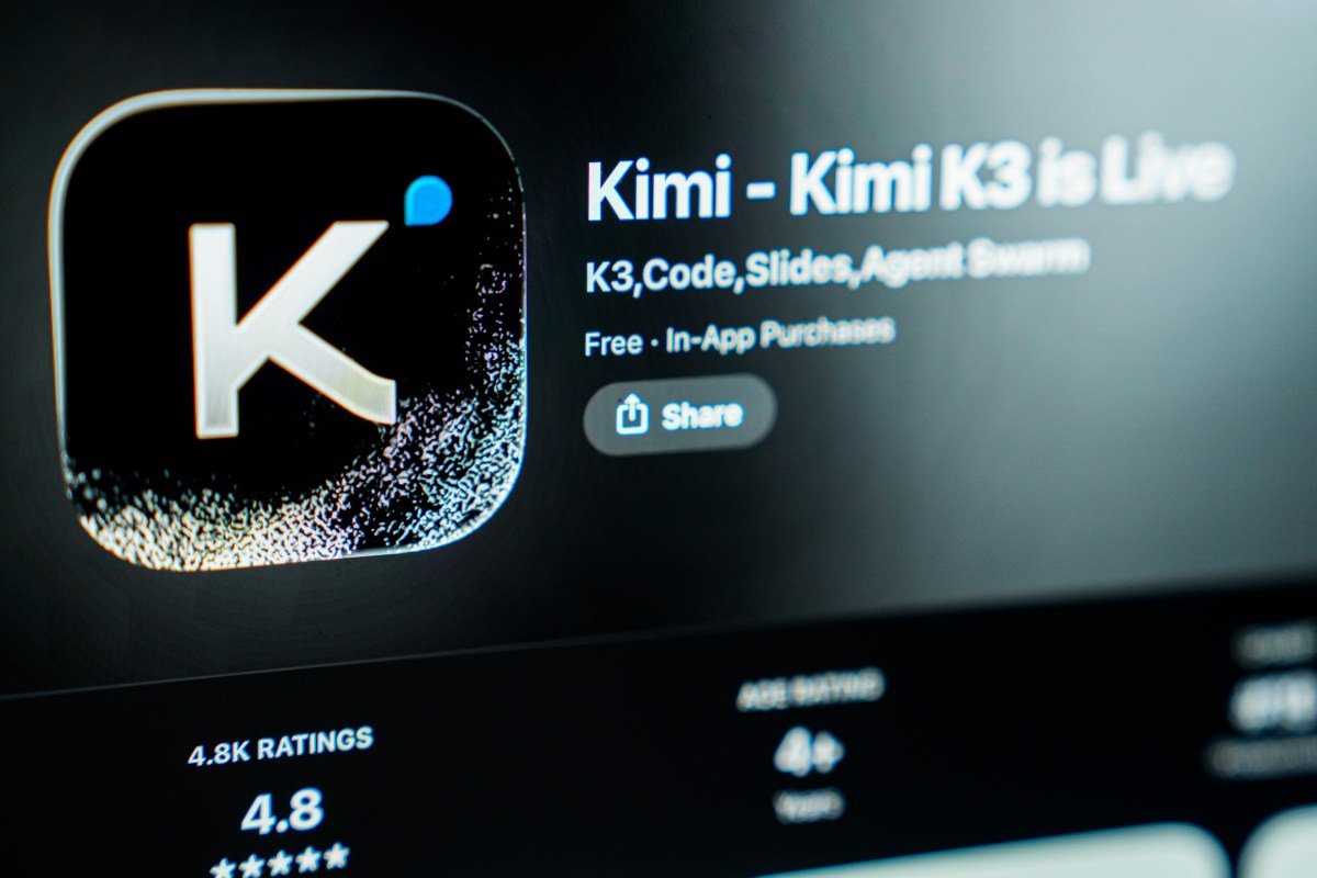 The Kimi K3 app icon on a smartphone arranged in Hong Kong, on Tuesday, July 21, 2026.