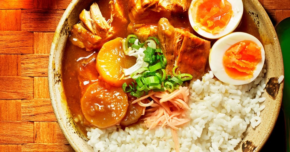 Japanese curry with braised pork, daikon & boiled eggs recipe